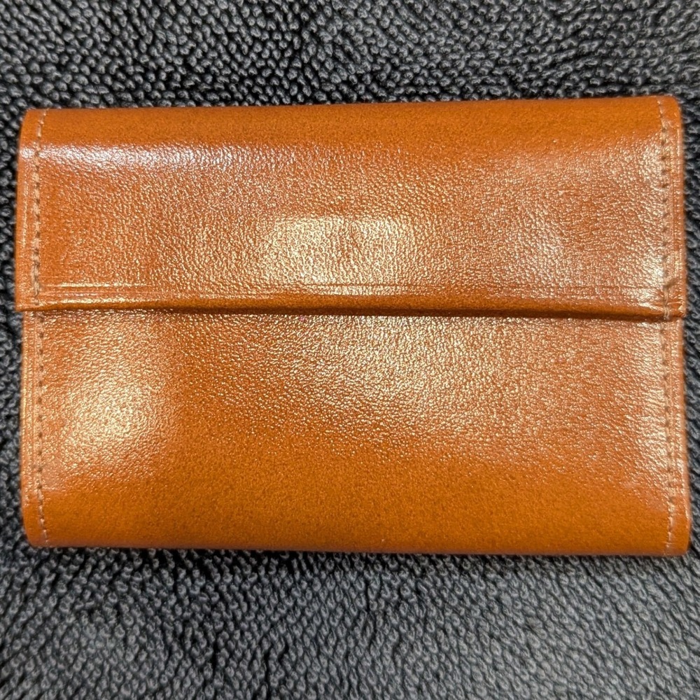 Vintage Swank Polished Cowhide Leather 6-Hook Key Case Wallet Cognac Brown NWOT